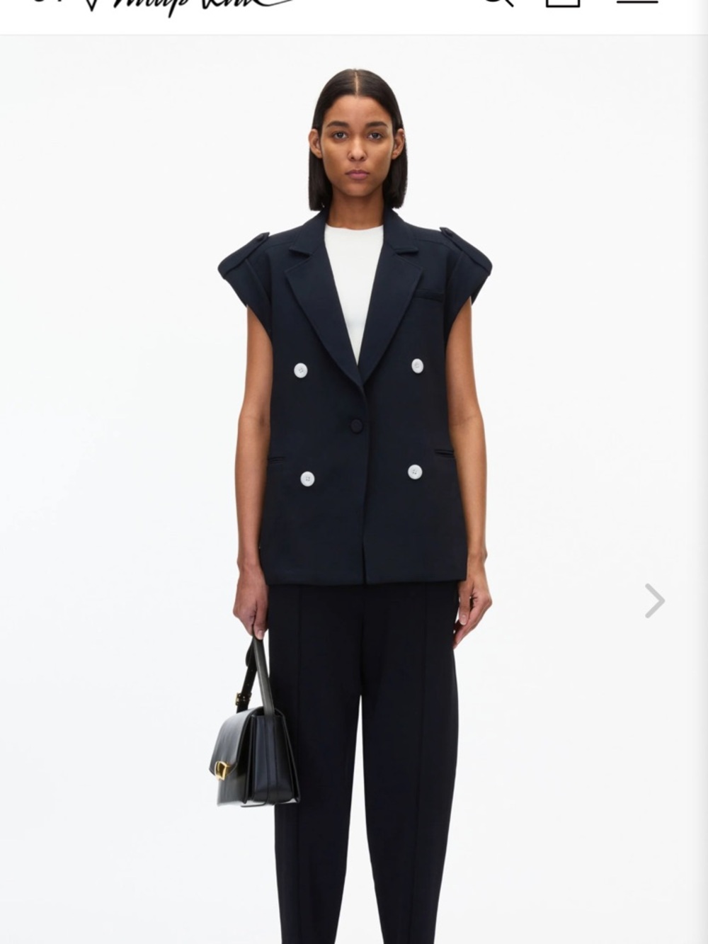 Sleeveless Double-Breasted Blazer Vest in Black
